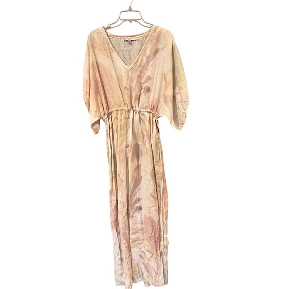 Calypso St Barth Marbled Tie Dye Linen Maxi Kimono Cover Up Dress Side Slit Size - Picture 2 of 12